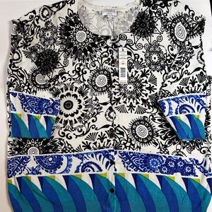 Joseph A. Kaleidoscope Limeaid Cardigan Size 2X New